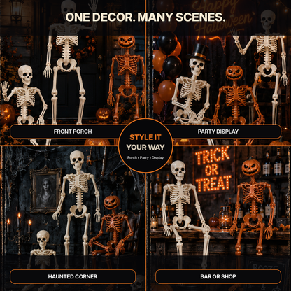 Poseable Halloween Skeleton Figures – Skeleton & Pumpkin-Head Styles