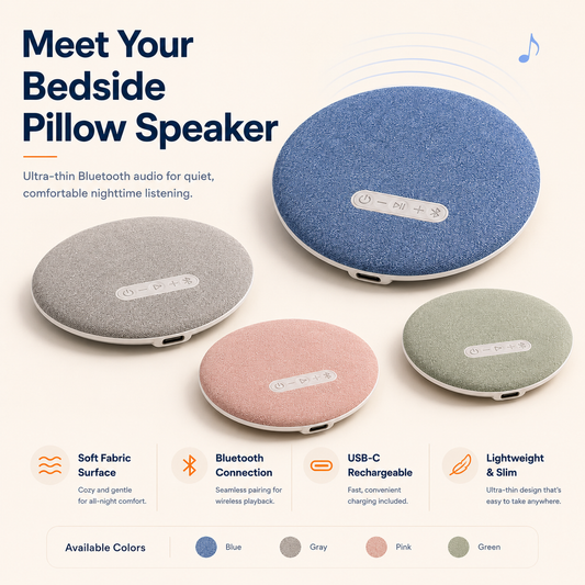 Ultra-Thin Bluetooth Pillow Speaker with White Noise & Sleep Timer