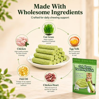 Freeze-Dried Cat Grass Dental Chew Sticks