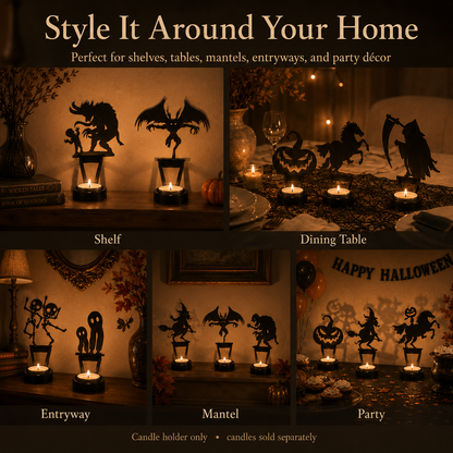 🎃Halloween Silhouette Tealight Holder – Festive Tabletop Decor🧙‍♀️