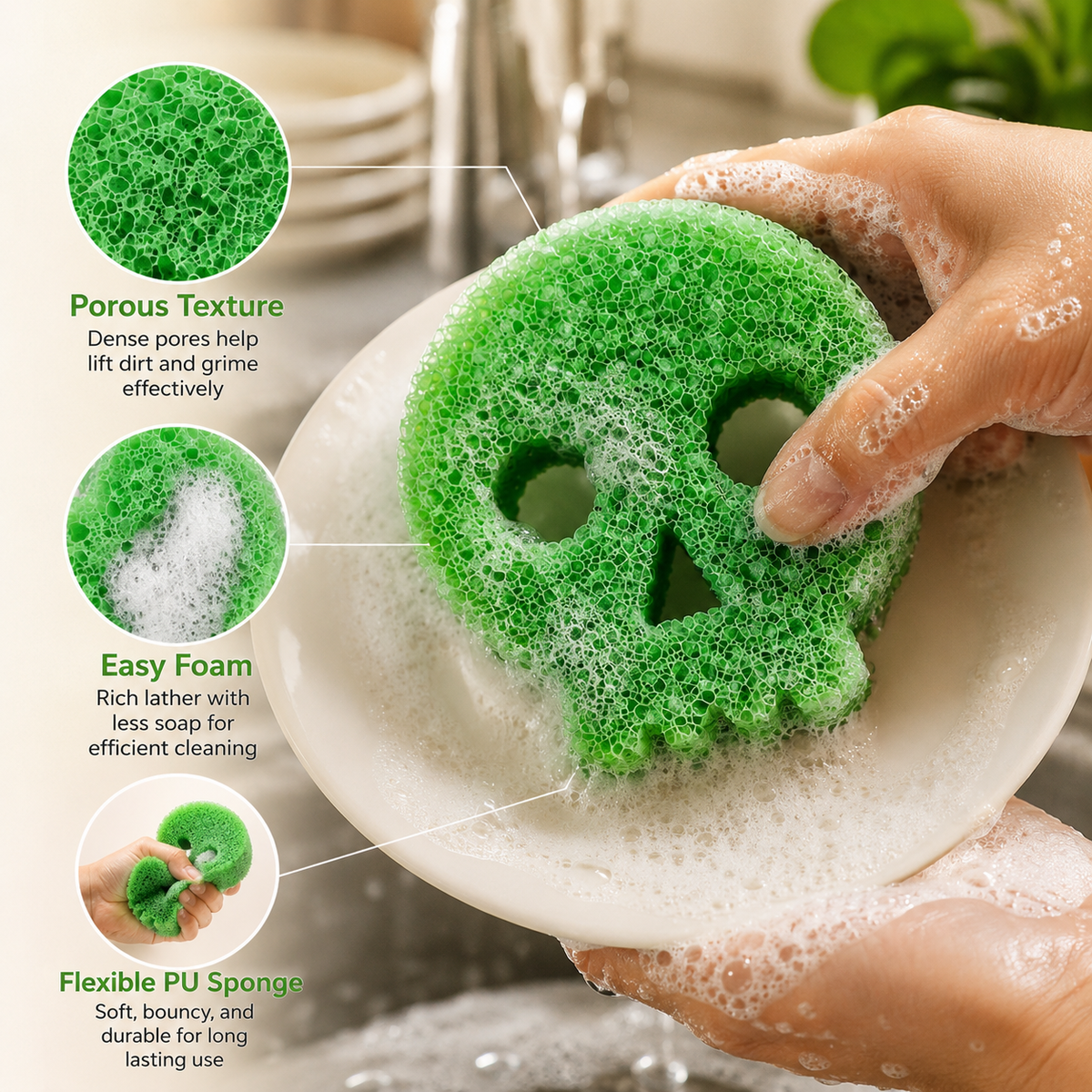 Halloween Temperature-Responsive Kitchen Sponge