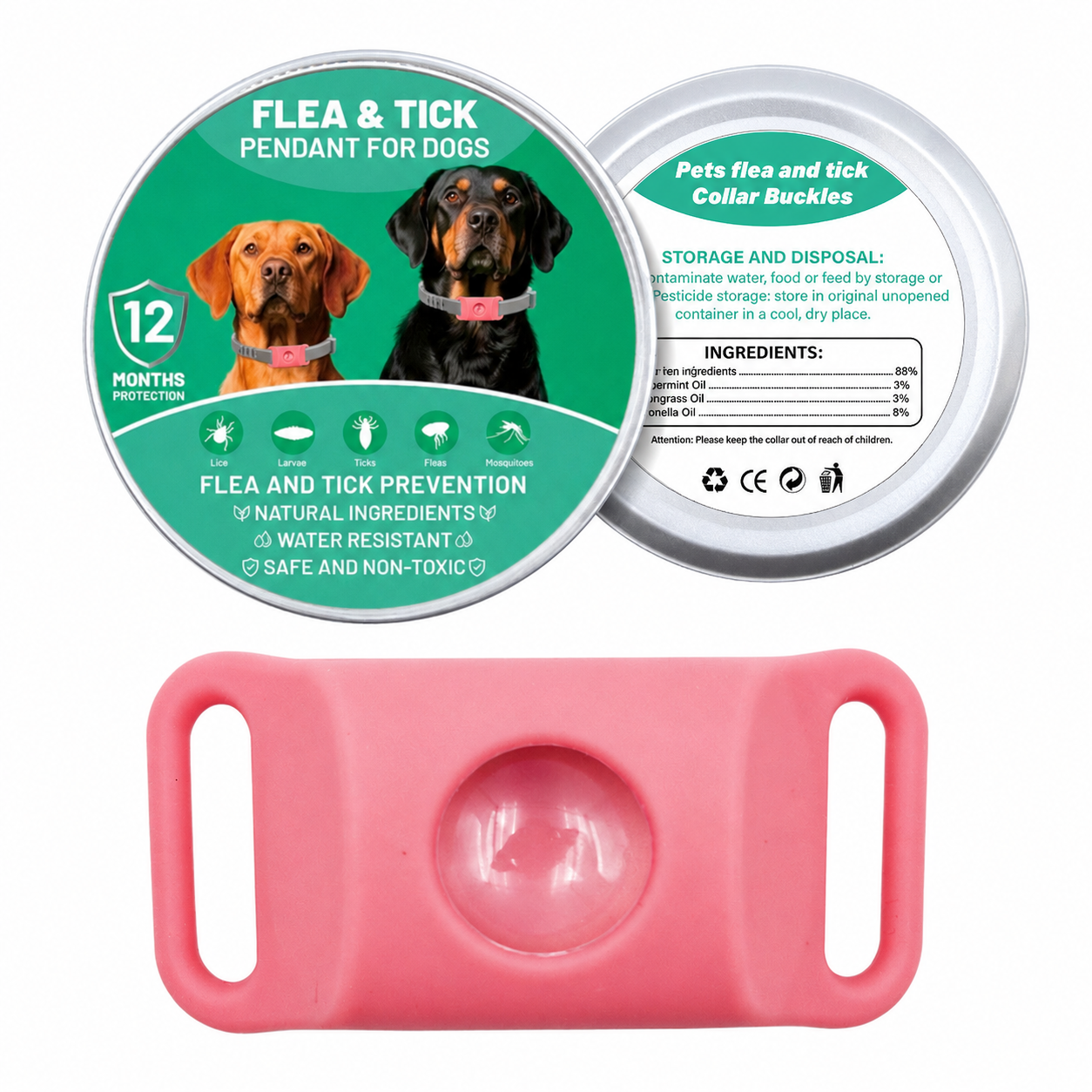 Botanical Flea & Tick Collar Pendant for Dogs & Cats