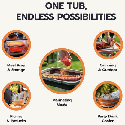 🍗🥗BBQ & Meal Prep Tub | Collapsible Prep Tub🍖🏕️