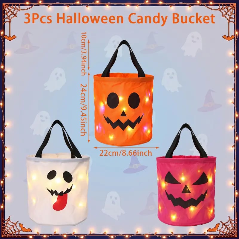 🎉👻 Glow-in-the-Dark Halloween Candy Basket – LED Trick-Or-Treat Bag