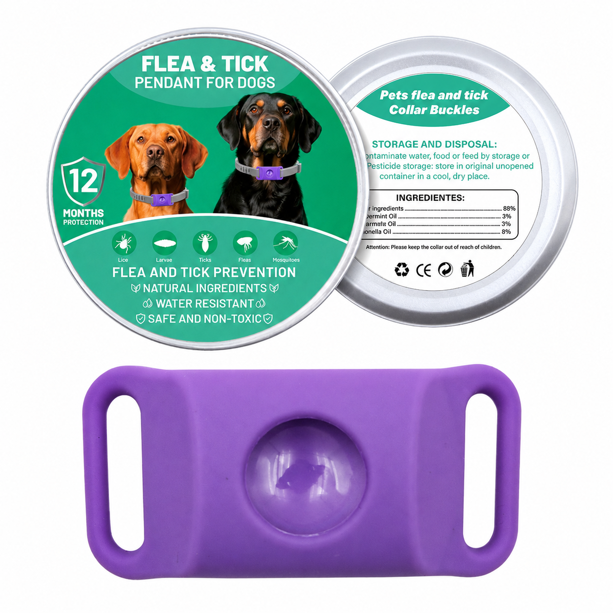 Botanical Flea & Tick Collar Pendant for Dogs & Cats
