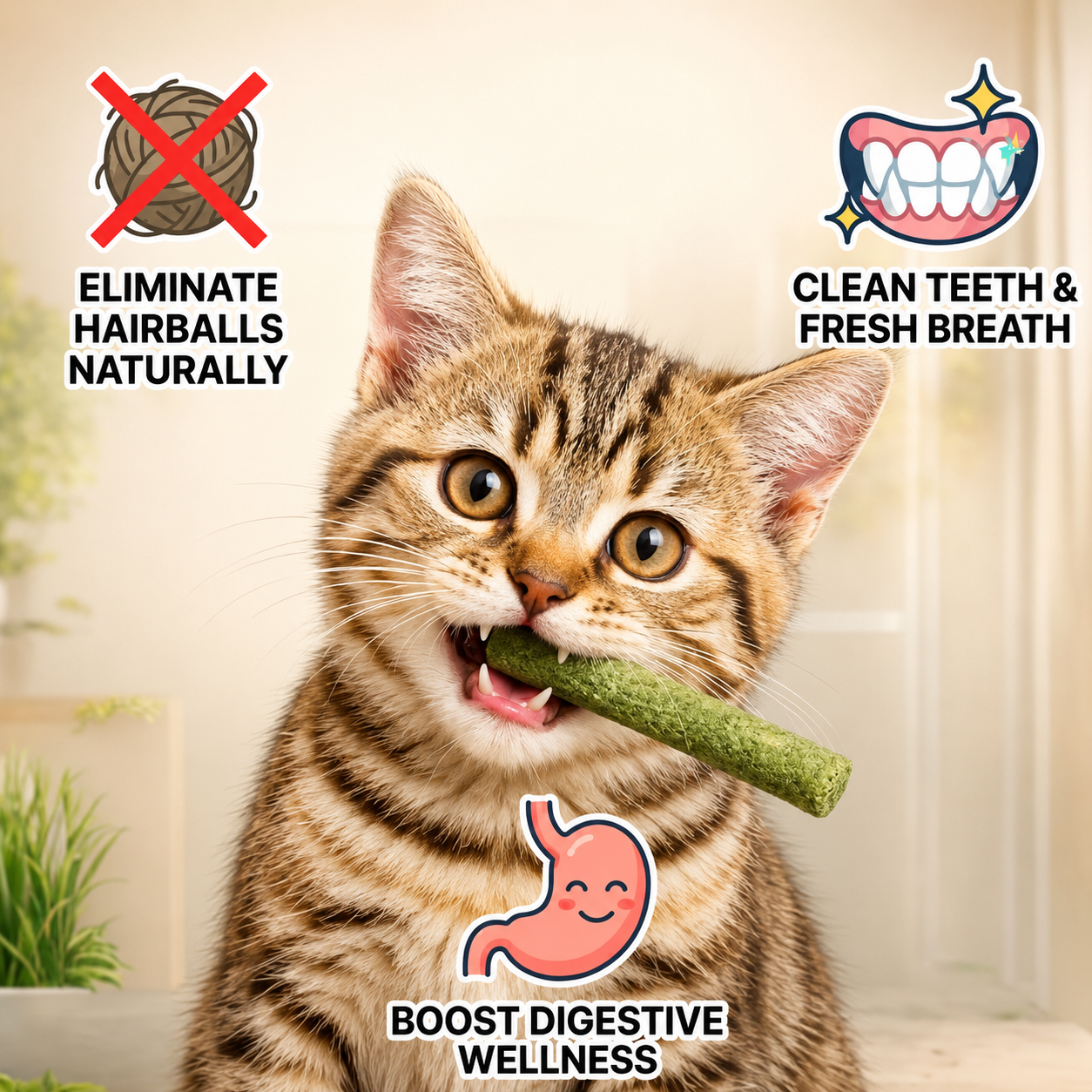 Freeze-Dried Cat Grass Dental Chew Sticks