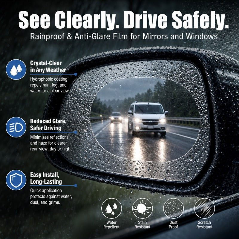 Hydrophobic Rearview Mirror Rain & Anti-Fog Film